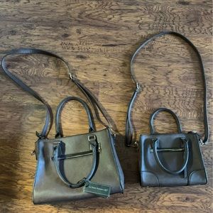 2 brown purses